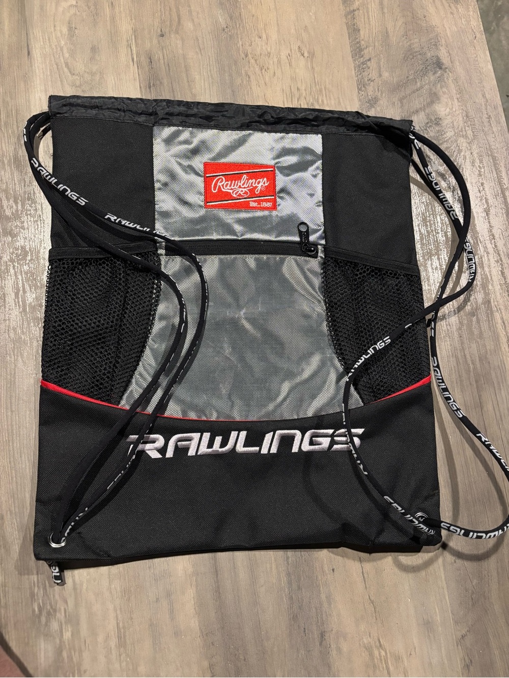 Rawlings Black, Gray & Red Drawstring Backpack